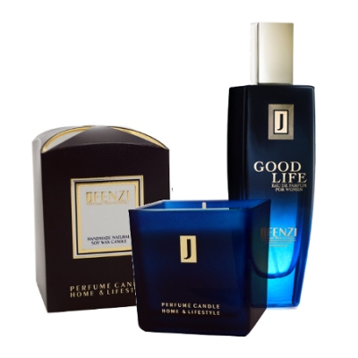 JFenzi Good Life Woman - Offre speciale, Eau de Parfum 100 ml, Bougie de soja naturelle, bougie d'aromathérapie 200g